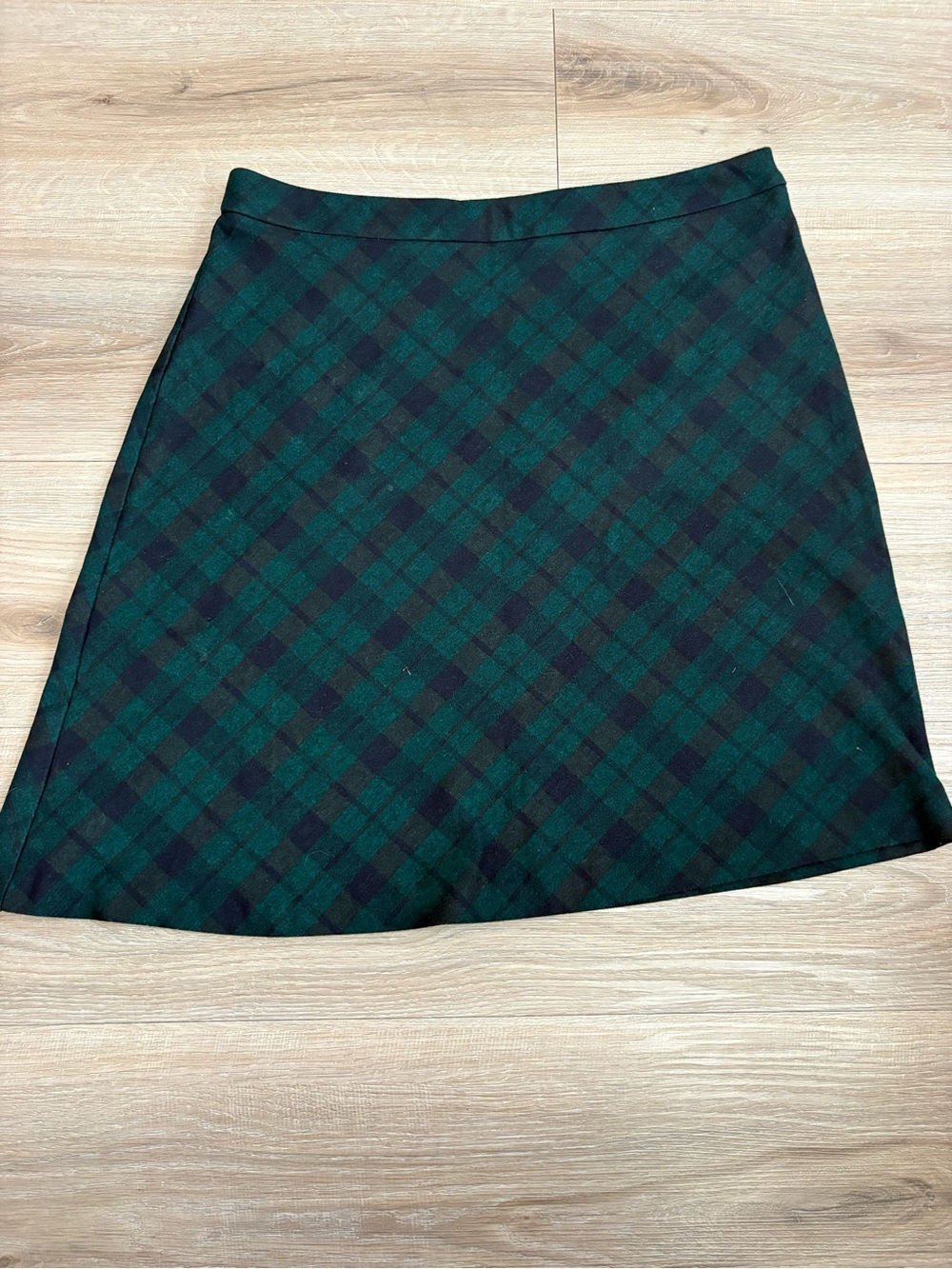 Margaret M Dark Green and Black Plaid A-Line Skirt